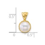 14k Polished 7-8mm Button White Freshwater Cultured Pearl Pendant - Image 4