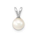 14k White Gold 5-6mm White Round Akoya Saltwater Cultured Pendant