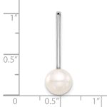 14K White Gold 8-9mm Round White Freshwater Cultured Pearl Drop Chain Slide - Image 4
