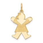 14k The Kids Small Girl with Bow Engravable Joy Charm