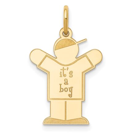 14k The Kids Small It's a Boy Engravable Love Charm