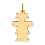 14k The Kids Small Girl with Ponytails Engravable Hugs Charm - Image 4