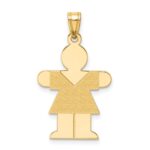 14k The Kids Solid Satin Medium Girl Engravable Hugs Charm