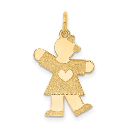 14k The Kids Small Heart Dress Girl Engravable Kiss Charm