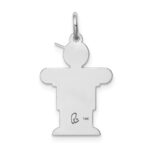 14k White Gold The Kids Small Heart Shirt Boy Engravable Hugs Charm - Image 4