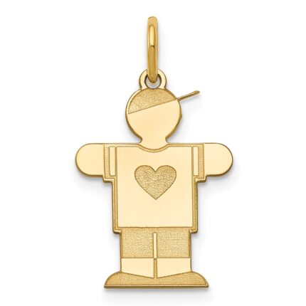 14k The Kids Small Heart Shirt Boy Engravable Hugs Charm