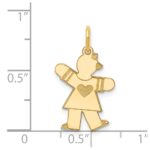 14k The Kids Small Heart Dress Girl Engravable Kiss Charm - Image 3