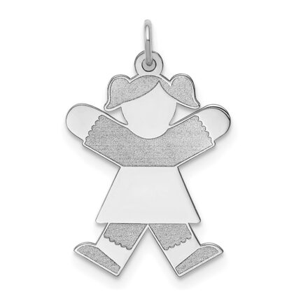 Sterling Silver Rhodium-plated Kid Charm