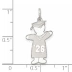 Sterling Silver Rhodium-plated Class of 2026 Boy Cuddle Charm - Image 4
