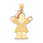 14k Two-tone The Kids Small Girl with Bow on Left Engravable Love Charm
