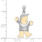 14k Two-tone The Kids Medium Puffed Boy with Hat on Left Engravable Kiss Charm - Image 4