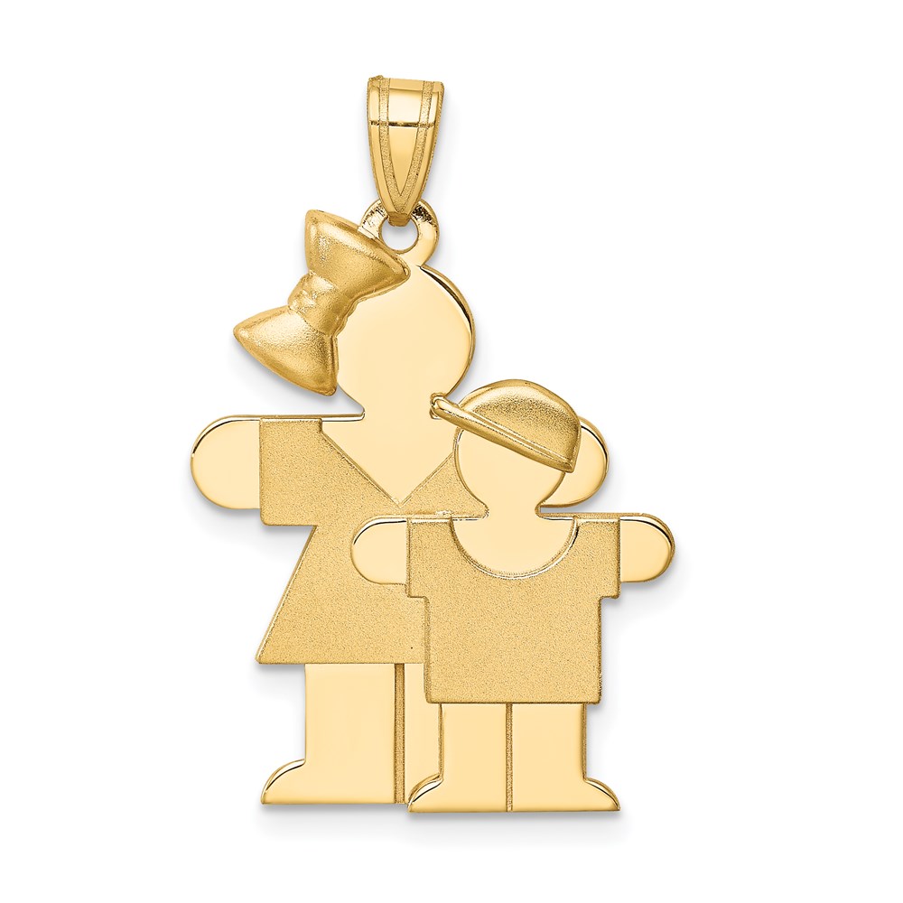 XK293.jpg 14k The Kids Big Girl and Little Boy Engravable Hugs Charm - Image 1