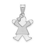 14k White Gold The Kids Small Girl with Bow on Left Engravable Joy Charm