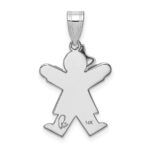 14k White Gold The Kids Small Girl with Bow on Left Engravable Joy Charm - Image 4