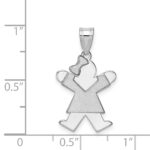 14k White Gold The Kids Small Girl with Bow on Left Engravable Joy Charm - Image 3