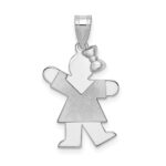 14k White Gold The Kids Small Girl with Bow on Right Engravable Kiss Charm