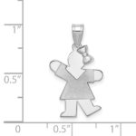 14k White Gold The Kids Small Girl with Bow on Right Engravable Kiss Charm - Image 3