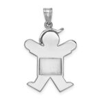 14k White Gold The Kids Medium Boy with Hat on Right Engravable Joy Charm - Image 4
