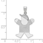14k White Gold The Kids Medium Boy with Hat on Right Engravable Joy Charm - Image 3