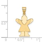 14k The Kids Solid Satin Small Girl with Ruffles Engravable Love Charm - Image 3