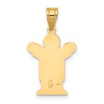 14k The Kids Solid Satin Medium Boy in Overalls Engravable Love Charm - Image 4