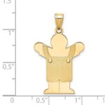 14k The Kids Solid Satin Medium Boy in Overalls Engravable Love Charm - Image 3
