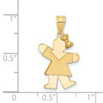14k The Kids Solid Engravable Small Girl with Bow on Right Kiss Charm - Image 3