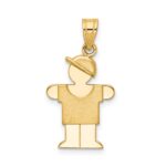 14k The Kids Solid Engravable Small Boy with Hat on Right Hugs Charm