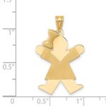 14k The Kids Solid Engravable Medium Girl with Bow on Left Joy Charm - Image 3