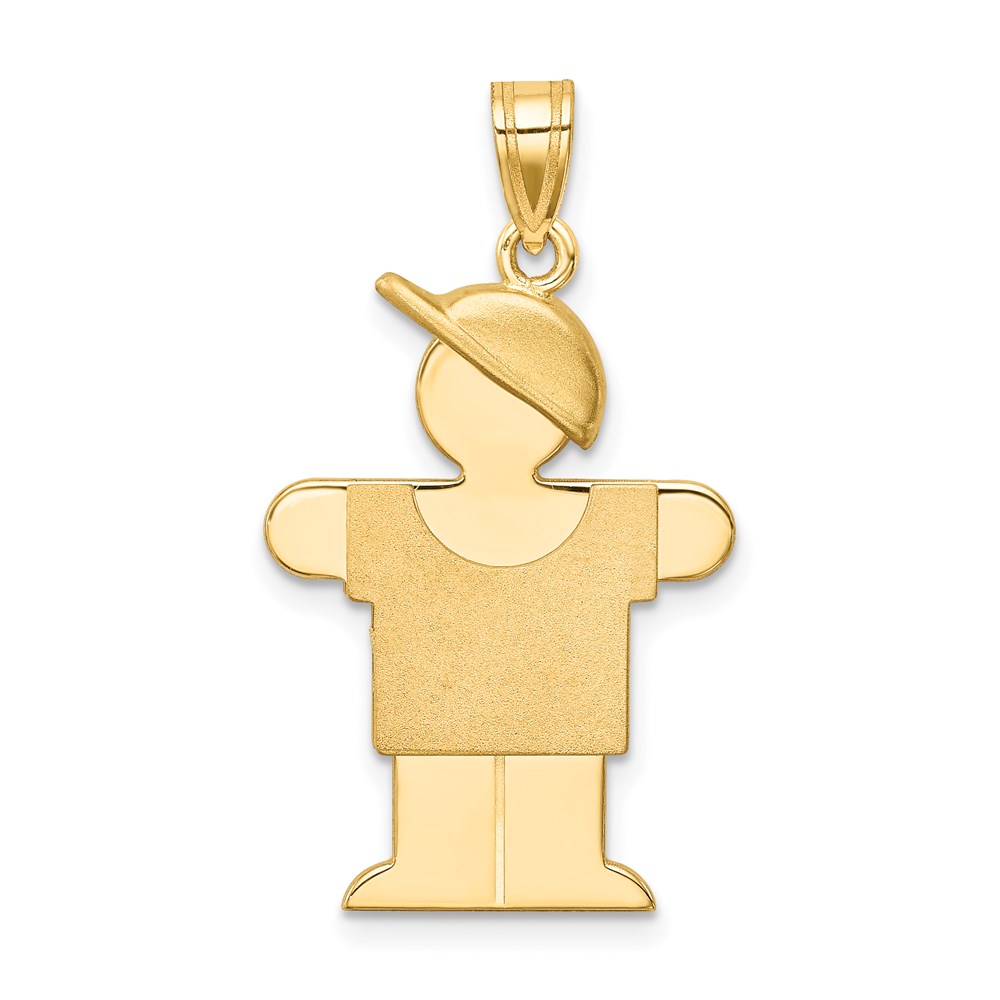 XK385.jpg 14k The Kids Solid Engravable Medium Boy with Hat on Right Hugs Charm - Image 1