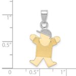 14k Two-tone The Kids Small Boy with Hat on Right Engravable Joy Charm - Image 4