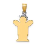 14k Two-tone The Kids Small Boy in Overalls with Hat on Left Engravable Love Charm - Image 4