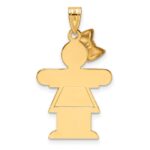 14k Two-tone The Kids Medium Girl with Bow on Left Engravable Hugs Charm - Image 3