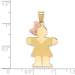 14k Two-tone The Kids Medium Girl with Bow on Left Engravable Hugs Charm - Image 4