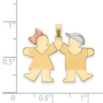 14k Tri-color The Kids Small Girl on Left and Boy on Right Engravable Kiss Charm - Image 2
