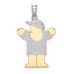 14k Two-tone The Kids Medium Boy with Hat on Right Engravable Love Charm
