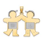 14k Two-tone The Kids Medium Double Boys Engravable Kiss Charm - Image 4