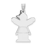 14k White Gold The Kids Medium Girl with Ruffles and Bow on Right Engravable Love Charm - Image 4