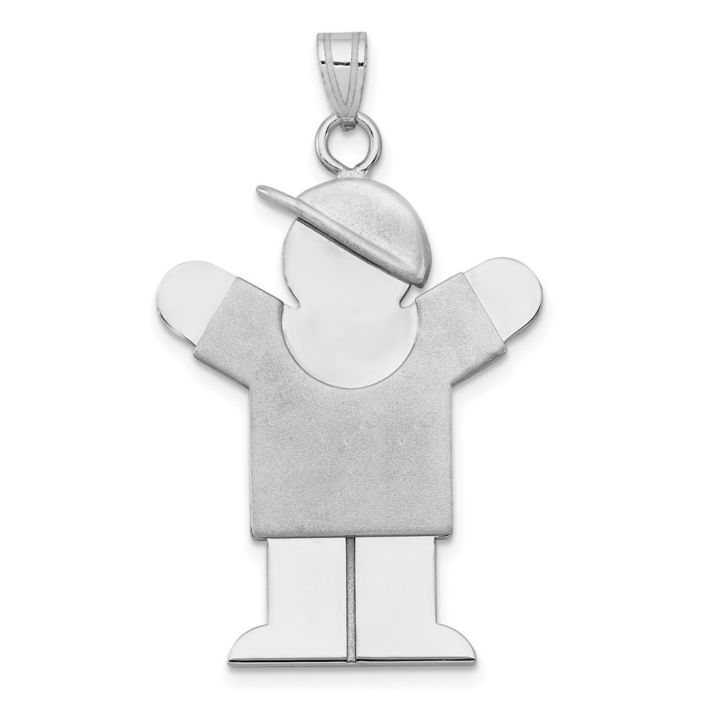 XK430.jpg 14k White Gold The Kids Large Boy with Hat on Right Engravable Love Charm - Image 1
