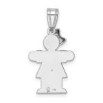 14k White Gold The Kids Small Girl with Bow on Left AA Diamond Hugs Charm - Image 4