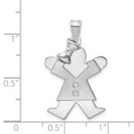 14k White Gold The Kids Medium Girl with Bow on Left AA Diamond Joy Charm - Image 3