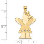 14k The Kids Medium Girl with Ruffles and Bow on Right AA Diamond Love Pendant - Image 3