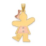 14k Two-tone The Kids Medium Girl with Bow on Right AA Diamond Kiss Pendant - Image 4
