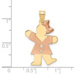 14k Two-tone The Kids Medium Girl with Bow on Right AA Diamond Kiss Pendant - Image 3