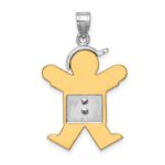 14k Two-tone The Kids Medium Boy with Hat on Right AA Diamond Joy Pendant - Image 4