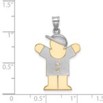 14k Two-tone The Kids Medium Boy with Hat on Right AA Diamond Love Pendant - Image 3