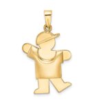 14k The Kids Puffed Boy with Hat on Left Engravable Kiss Charm