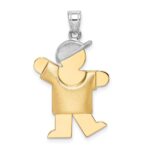 14k Two-tone The Kids Medium Puffed Boy with Hat on Left Engravable Kiss Charm
