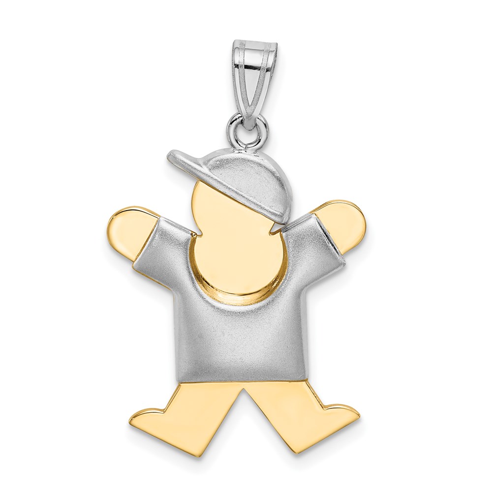 XK579.jpg 14k Two-tone The Kids Medium Puffed Boy with Hat on Right Engravable Joy Charm - Image 1