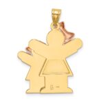14k Two-tone The Kids Big Girl and Little Girl Engravable Love Charm - Image 4